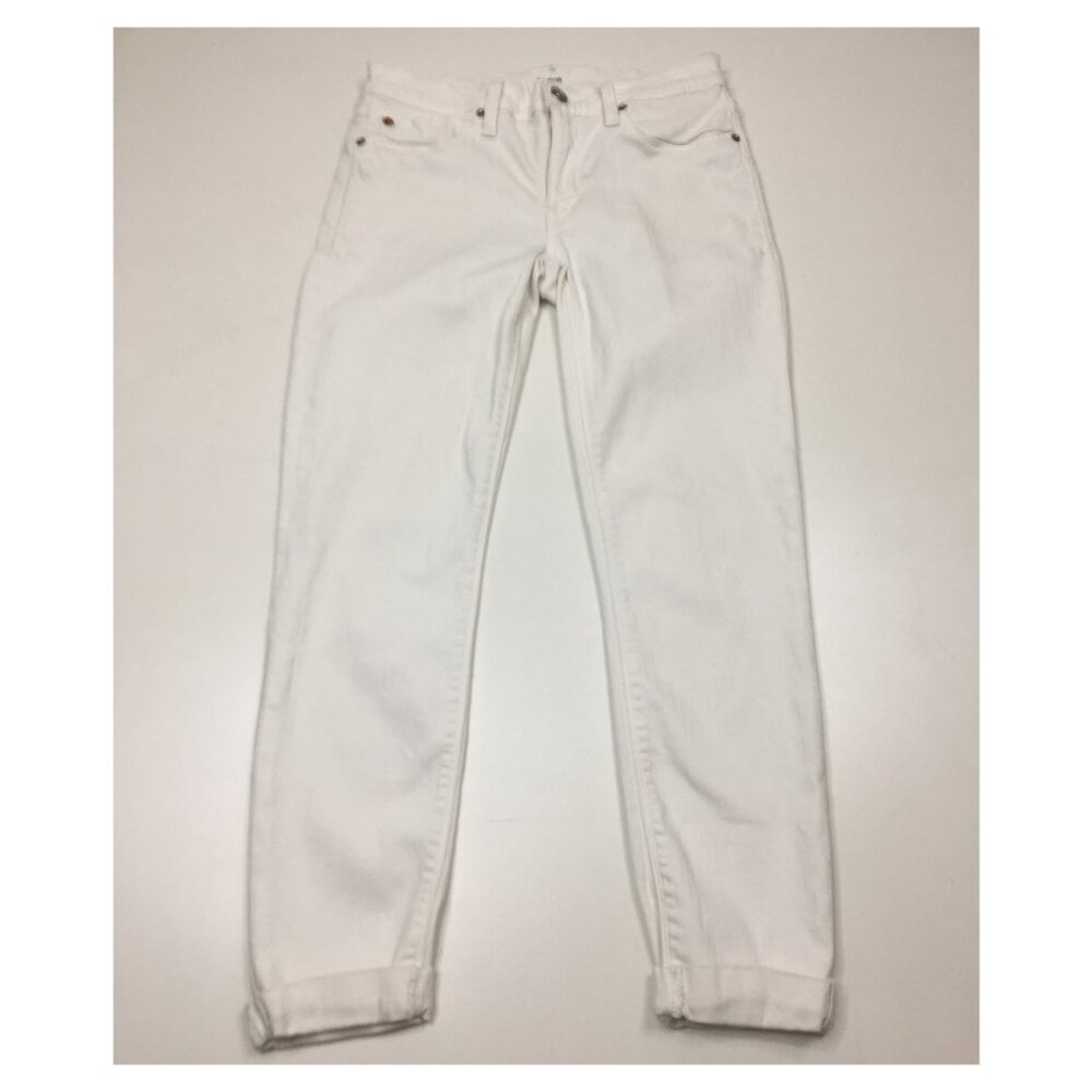 HUDSON Denim White Wash Harkin Cropped Super Skinny Cuffed Hem Jeans